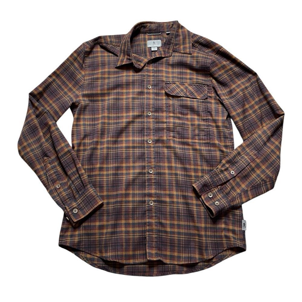 ROYAL ROBBINS Long Sleeve Plaid Flannel Shirt Brown Size Medium